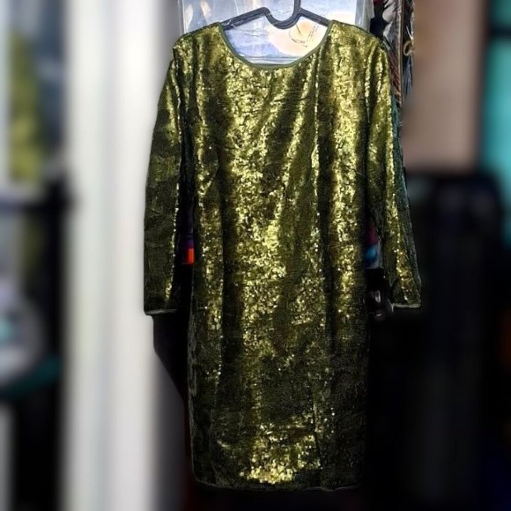 Shinestar Dark Forest Green Sequin Mini Formal Party Dress NWT